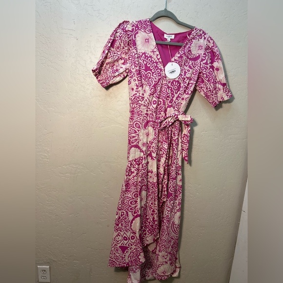 Umgee NWT highlow floral tiered wrap midi dress romantic feminine boho Datenight - Picture 3 of 9